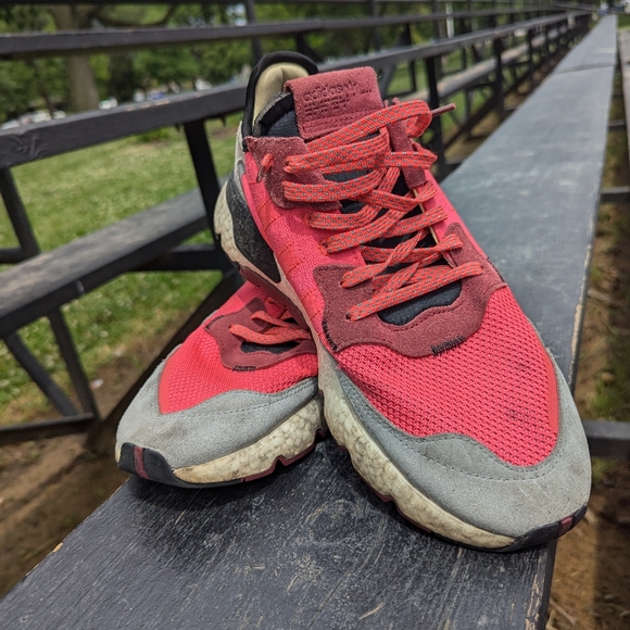 Adidas Men’s Nite Jogger “Shock Red” EE5883 Size 11.5 - Picture 2 of 10